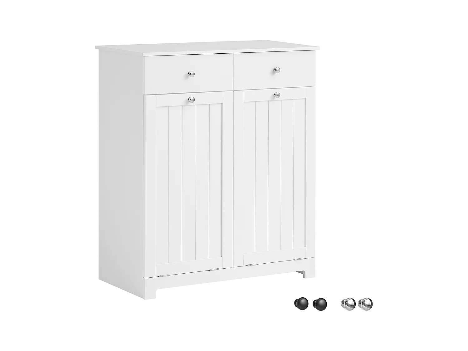 SoBuy BZR33-W Badkamerkast Opbergkist met 2 Lades en 2 Wasmanden Waskast Laundry Hamper - Wit (Breedte 78cm)