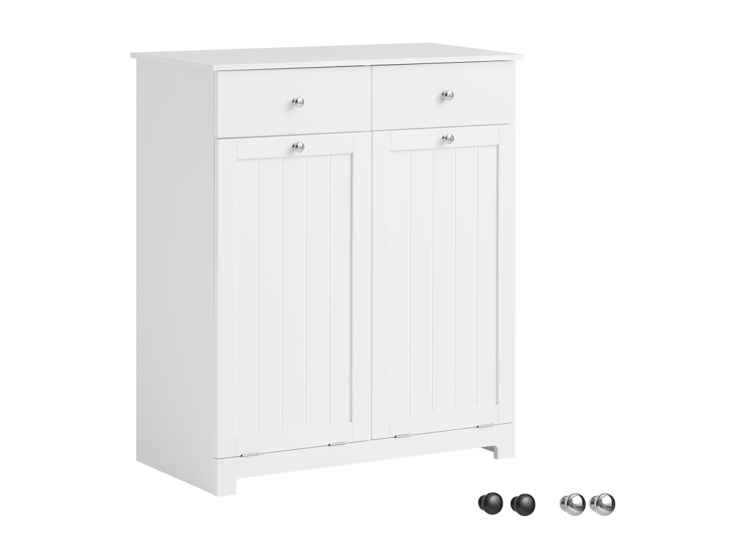 Mobile Bagno con portabiancheria con 2 cesti portabiancheria e 2 cassetti Bianco BZR33-W SoBuy
