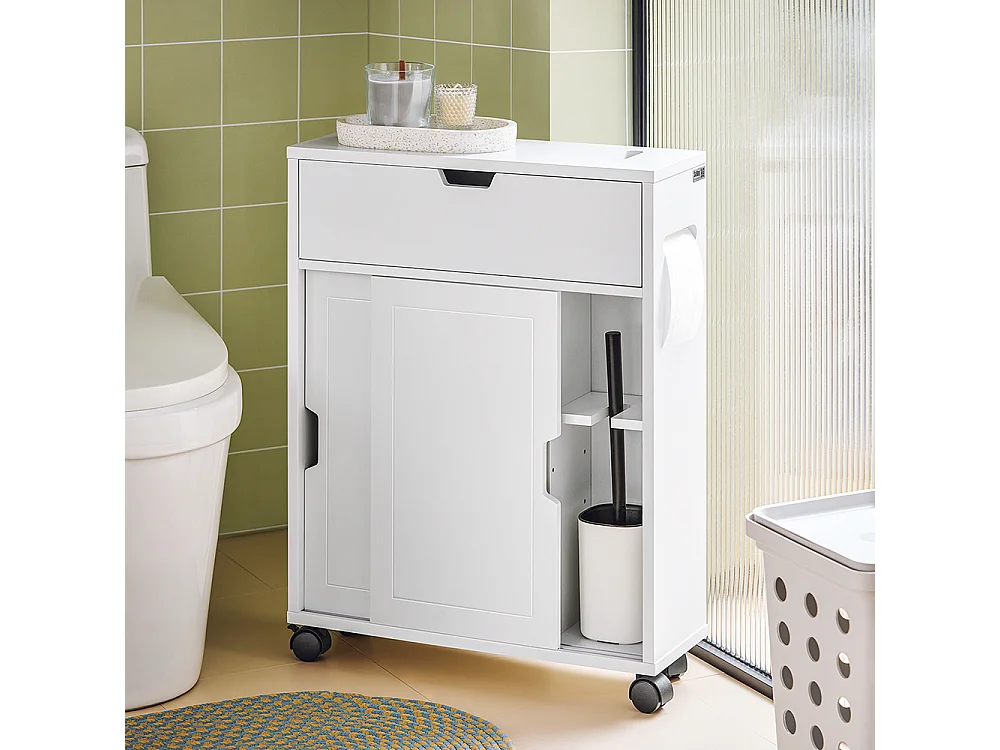 Meuble De Rangement Salle De Bain Armoire De Côté Rangement Polyvalente Meuble Wc, BZr31-w