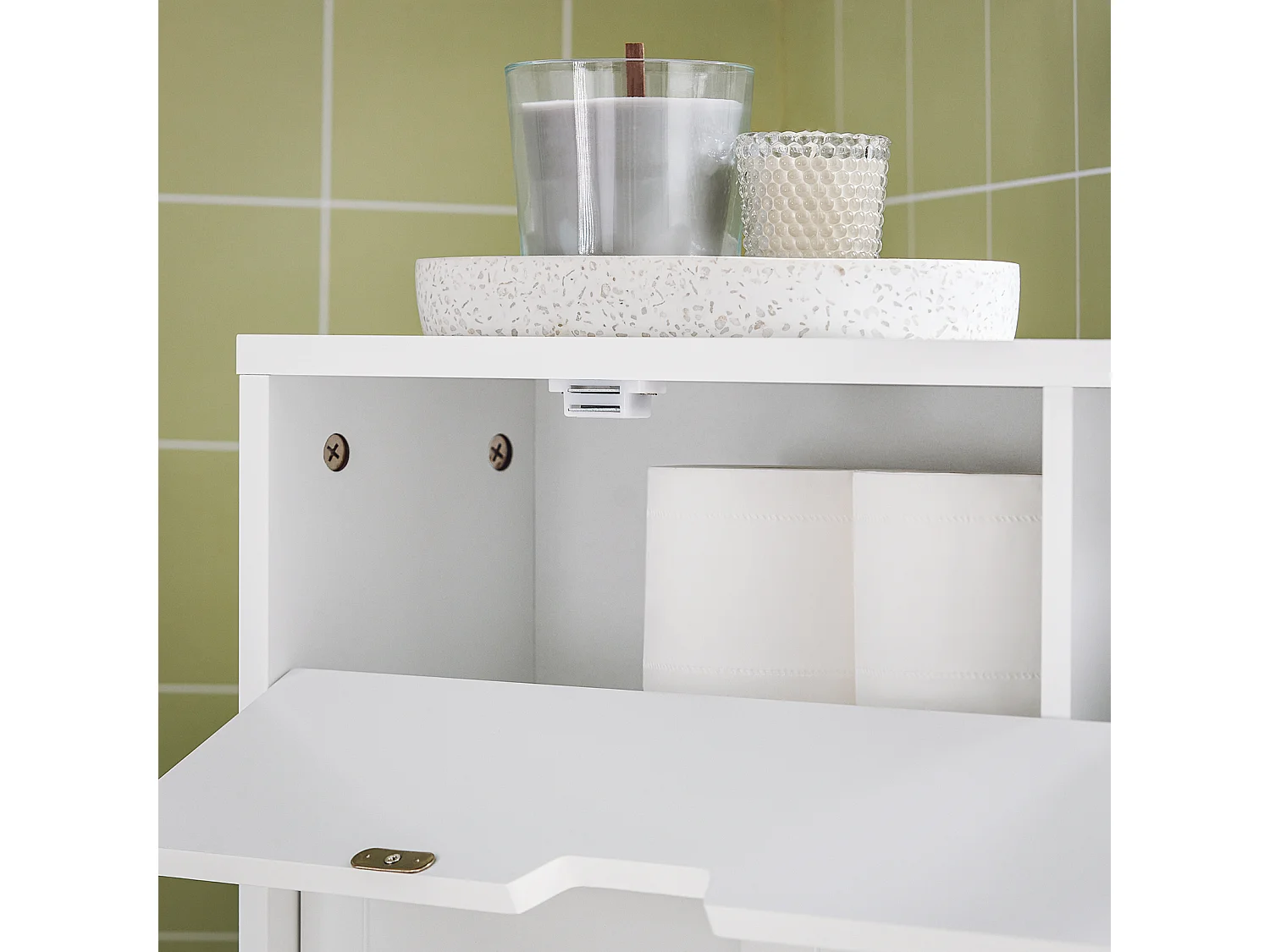 Meuble De Rangement Salle De Bain Armoire De Côté Rangement Polyvalente Meuble Wc, BZr31-w