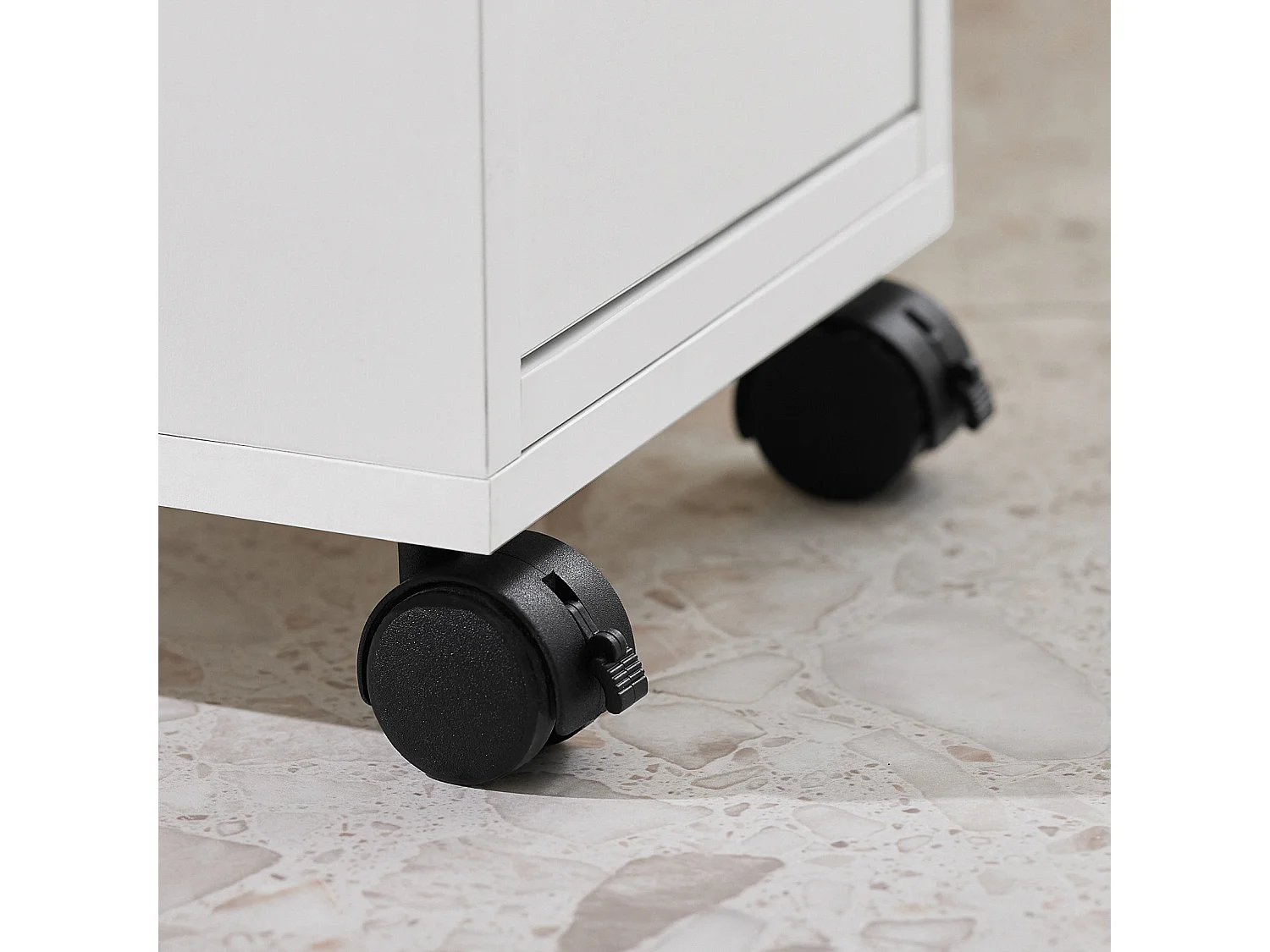 SoBuy Carrellino Salvaspazio con 3 cassetti Carrello Cucina Organizzatore Bagno Mobiletto Bagno Colore Bianco e Naturale BZR54-W