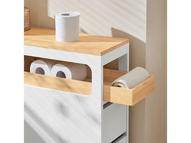 Meuble de Rangement Étroit sur roulettes Rangement Polyvalente avec 1 Plateau Amovible, BZR54-W