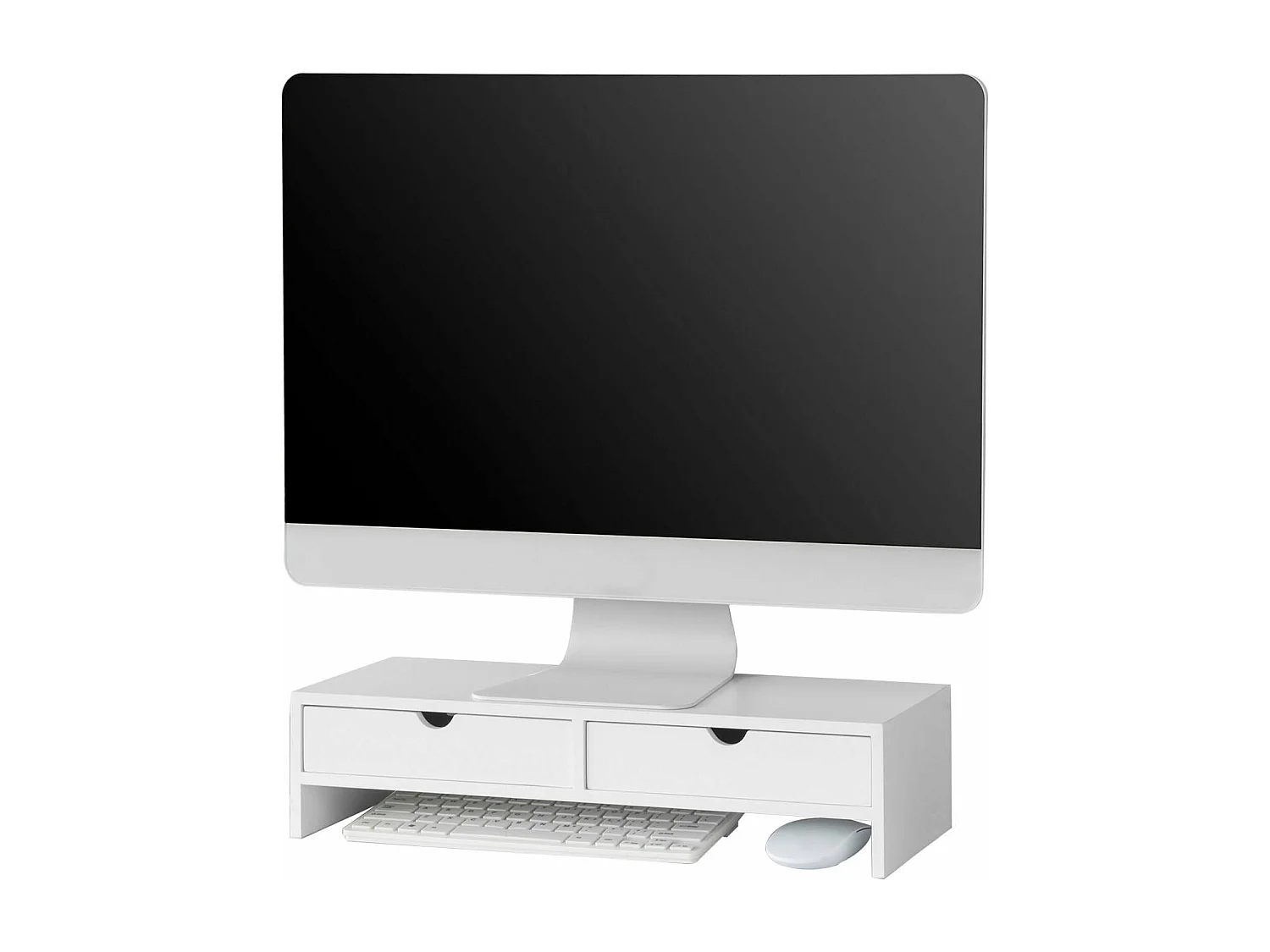 SoBuy BBF02-W Monitorstandaard Computerstandaard Bureau-organizer met 2 Laden