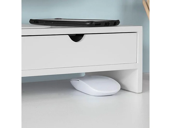 SoBuy BBF02-W Monitorstandaard Computerstandaard Bureau-organizer met 2 Laden