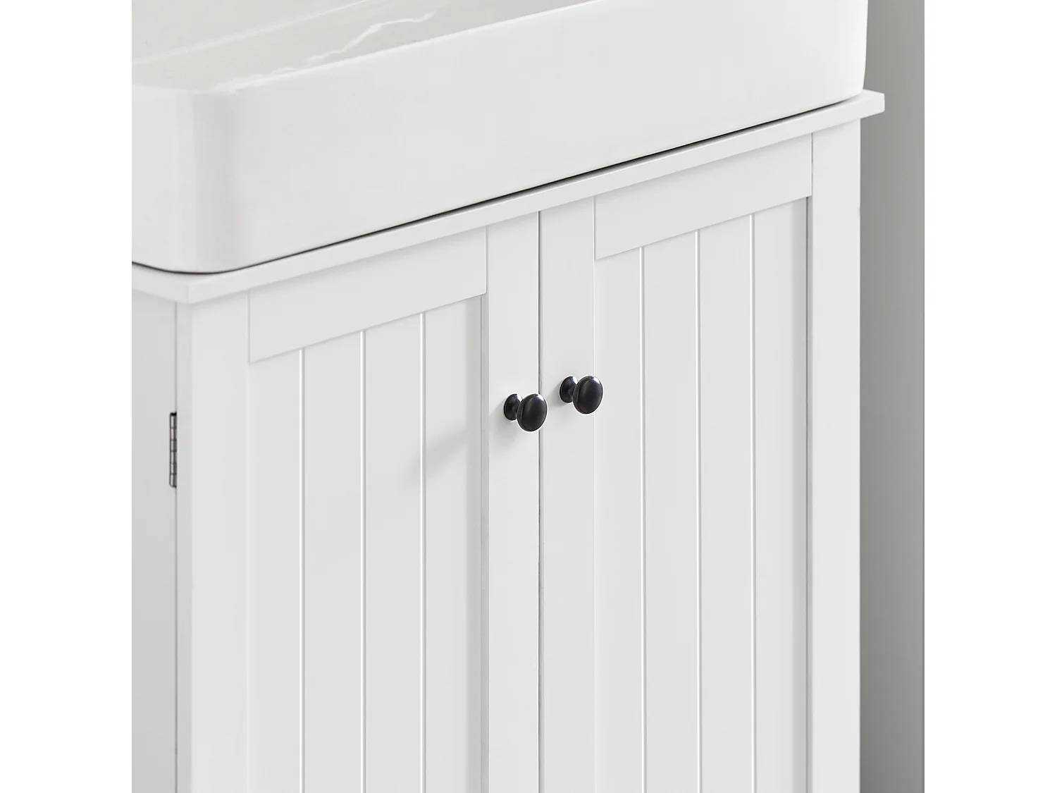 SoBuy BZR18-W Wastafelmeubel Onderkast Wastafelonderkast Badkamerkast 2 deuren