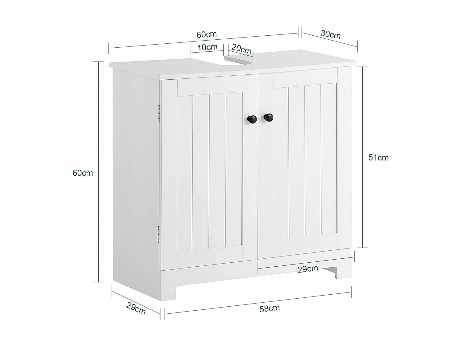 Meuble Sous-lavabo À 2 Étages Et 2 Portes Meuble De Rangement De Salle De Bain, BZr18-w