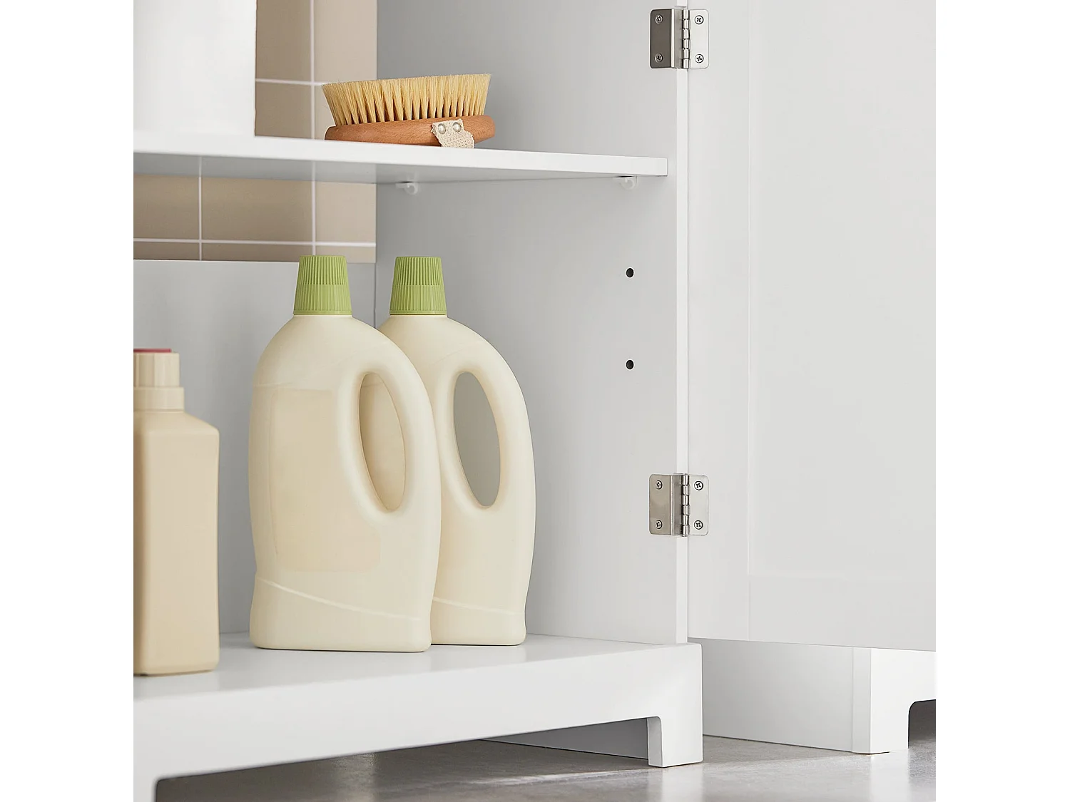 Meuble Sous-lavabo À 2 Étages Et 2 Portes Meuble De Rangement De Salle De Bain, BZr18-w