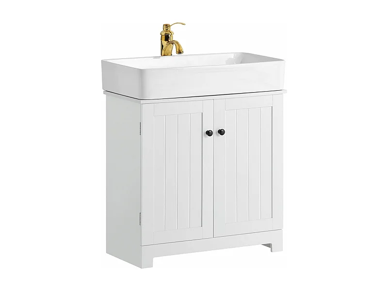 Meuble Sous-lavabo À 2 Étages Et 2 Portes Meuble De Rangement De Salle De Bain, BZr18-w