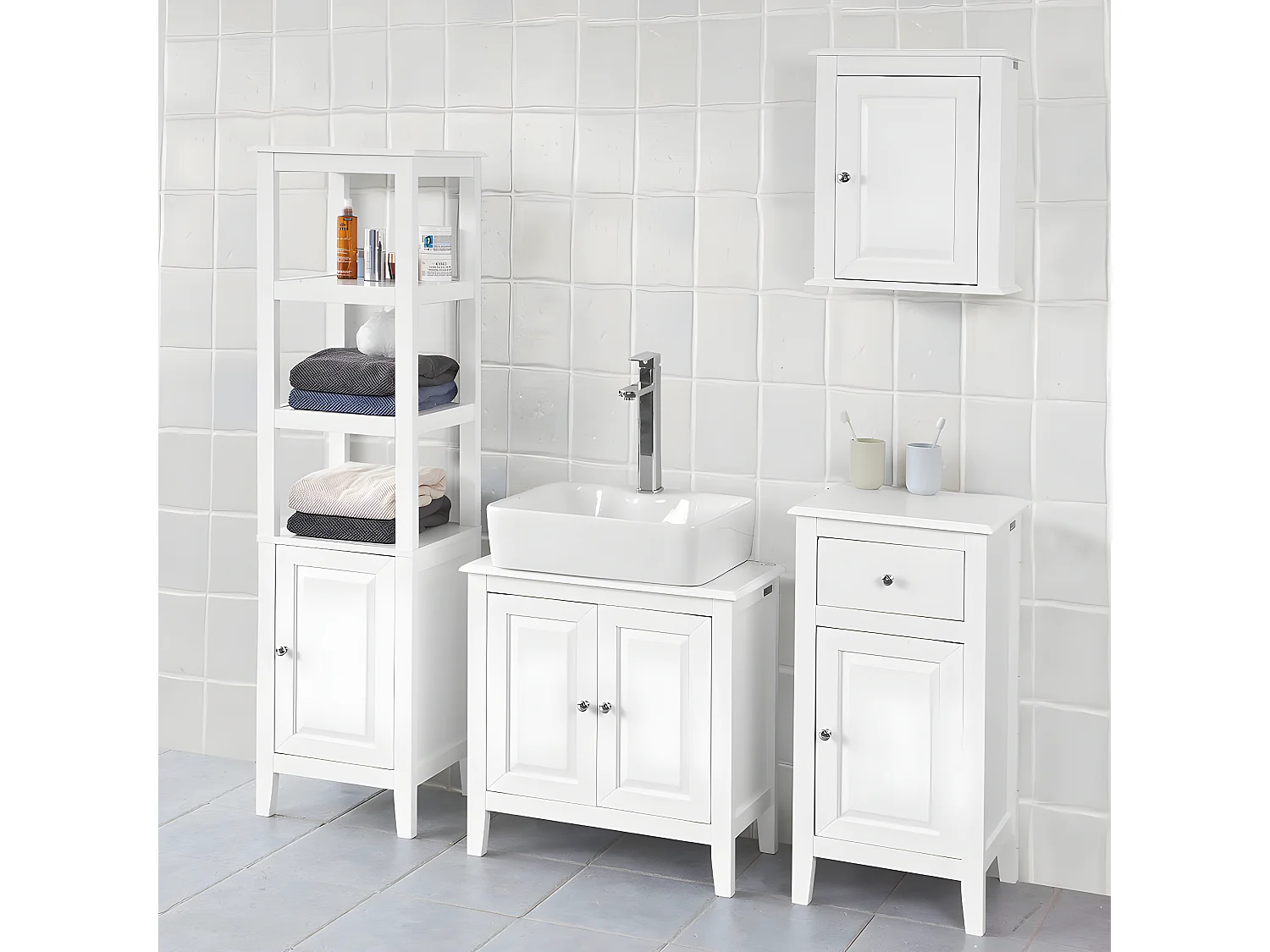 Armario para el Debajo del Lavado,2 Puertas,Blanco,L 60 x P 30 x H 62 cm FRG202-W SoBuy ES