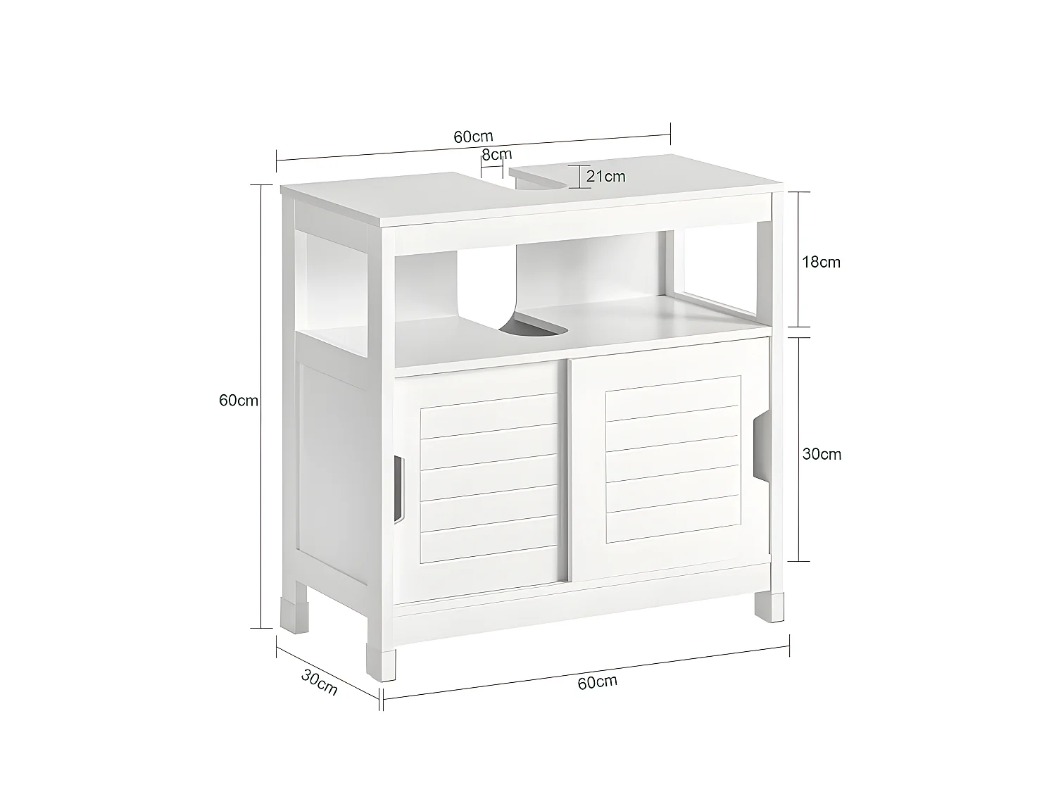 SoBuy Mobile Sottolavabo Per Bagno con Poggiapiedi Sottolavabo Bagno Mobile Bagno Sottolavabo Bianco FRG128-W