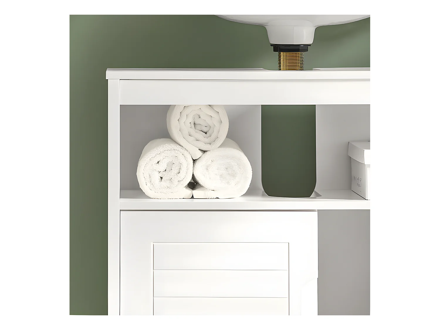 SoBuy Mobile Sottolavabo Per Bagno con Poggiapiedi Sottolavabo Bagno Mobile Bagno Sottolavabo Bianco FRG128-W