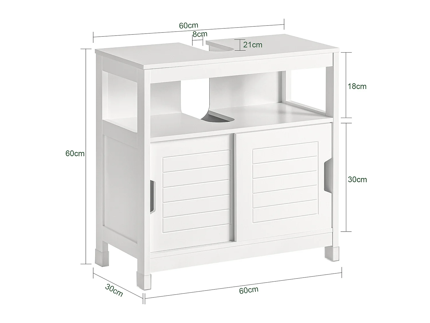 SoBuy Mobile Sottolavabo Per Bagno con Poggiapiedi Sottolavabo Bagno Mobile Bagno Sottolavabo Bianco FRG128-W