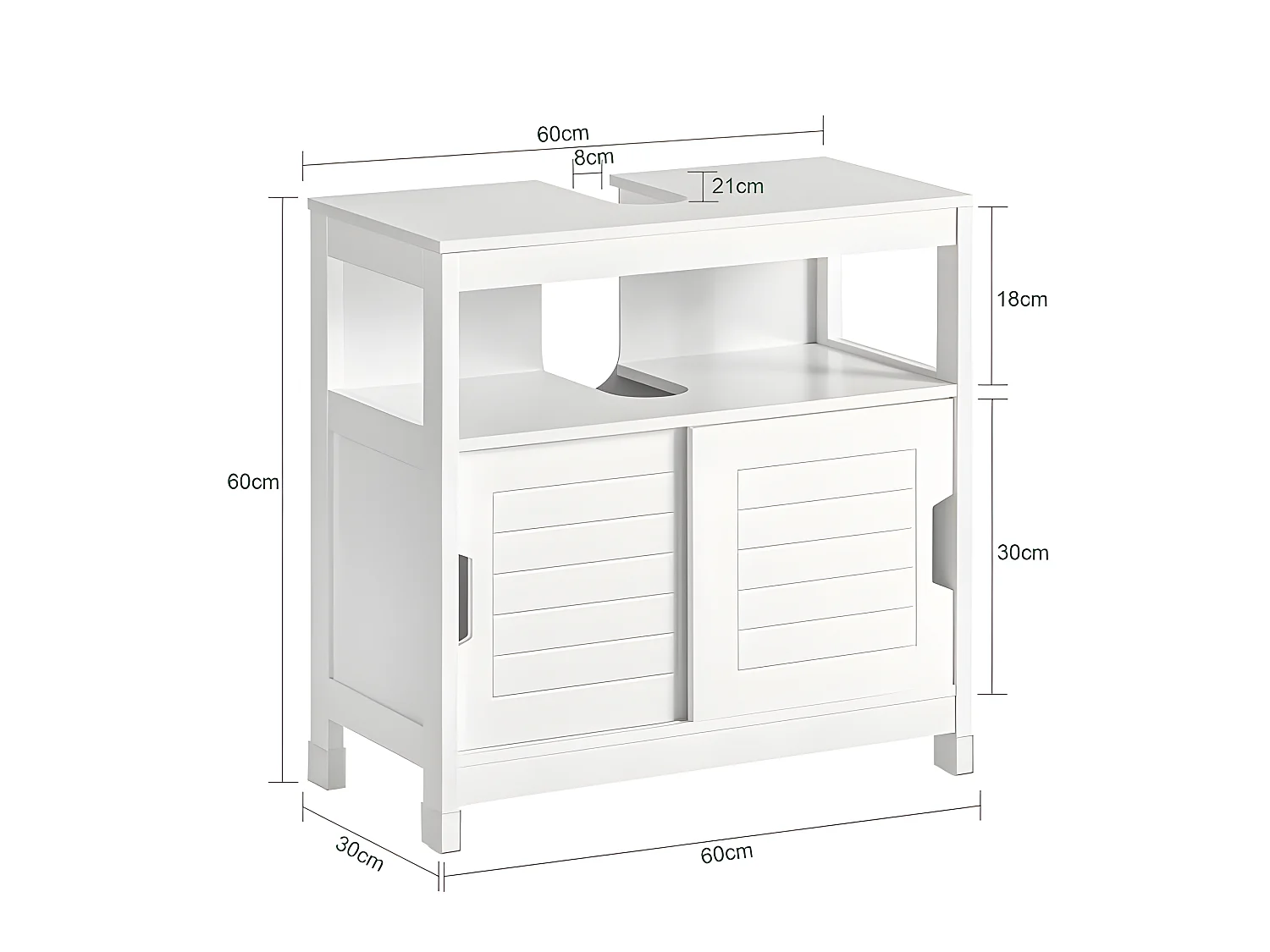 Mueble para Debajo del Lavabo,Armario de Baño de Suelo,1 Estante y 2 Puertas Correderas,H60cm,FRG128-W SoBuy ES
