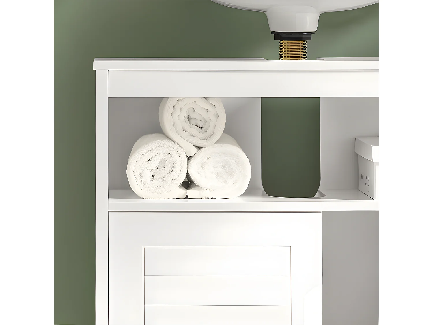 Mueble para Debajo del Lavabo,Armario de Baño de Suelo,1 Estante y 2 Puertas Correderas,H60cm,FRG128-W SoBuy ES