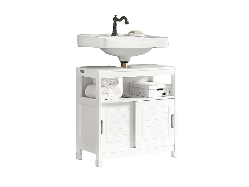 Mueble para Debajo del Lavabo,Armario de Baño de Suelo,1 Estante y 2 Puertas Correderas,H60cm,FRG128-W SoBuy ES