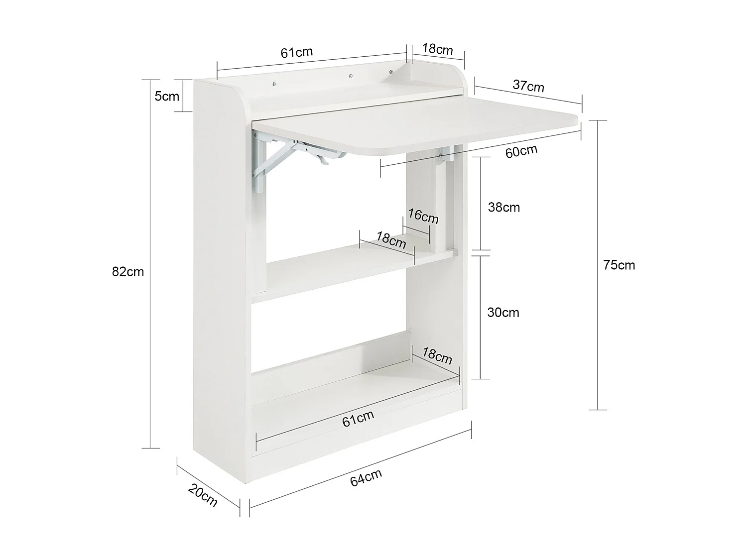 Schreibtisch FWT92-W 64 x 82 x 58 cm Weiß