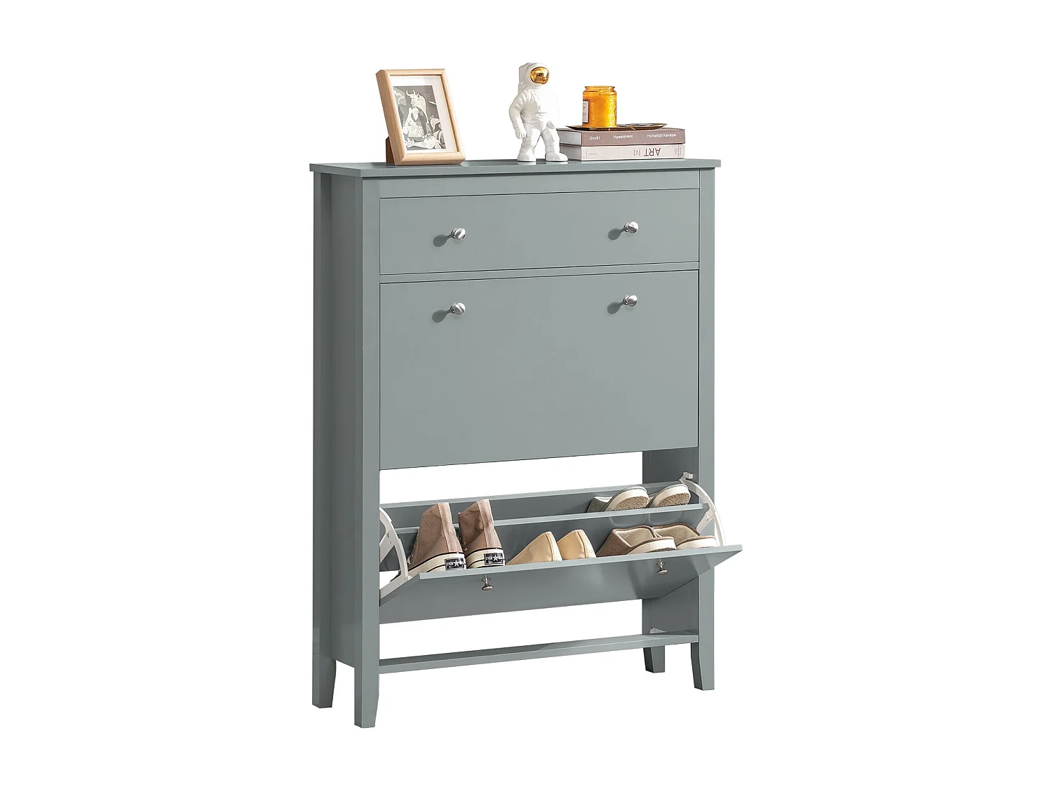 Meuble de Rangement à Chaussures Armoire à Chaussures Commode à Chaussures 2 abattants, FSR89-HG