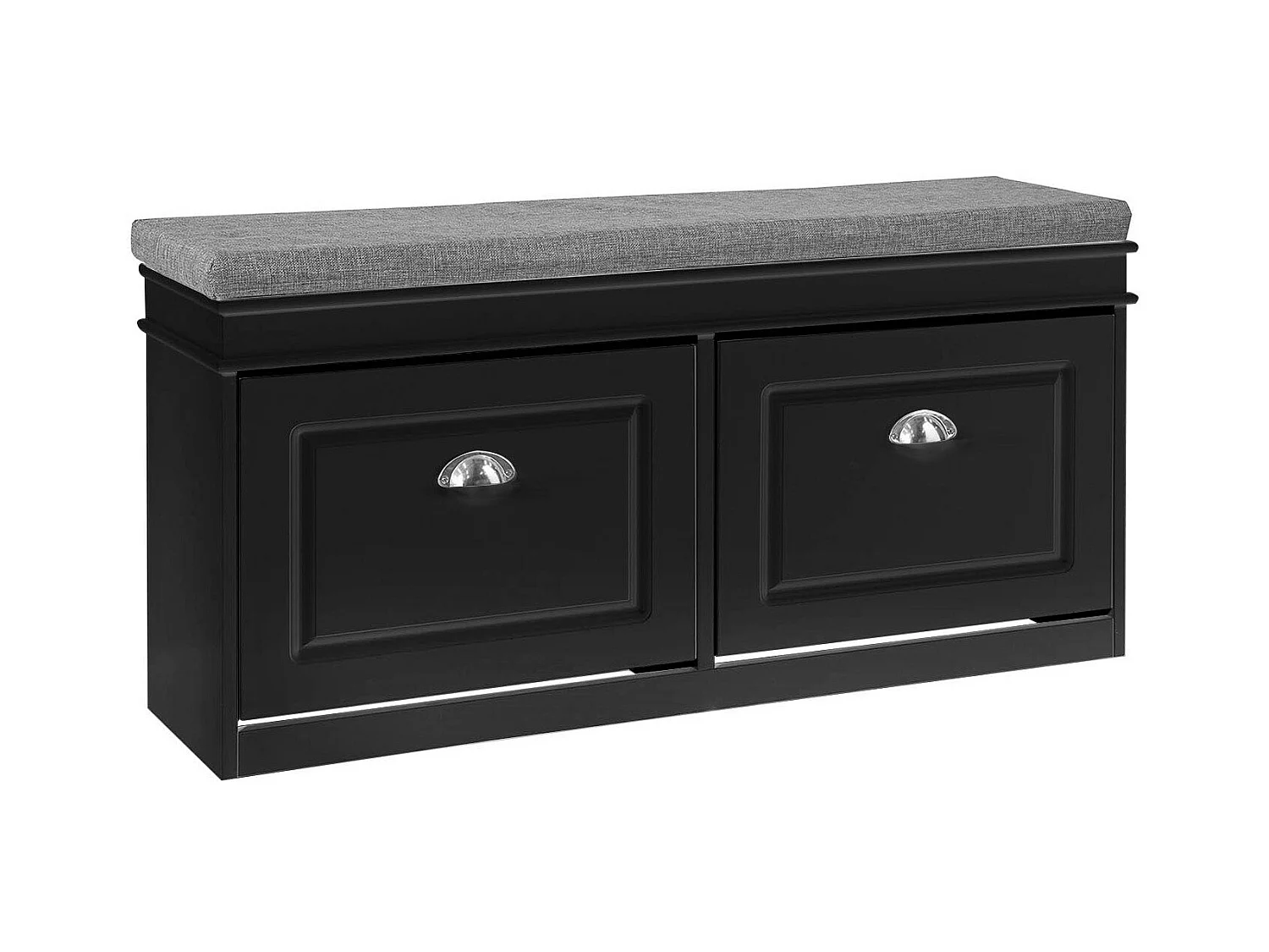 Banc de rangement à Chaussures Armoire à Chaussures 2 Abattants avec Coussin – Noir, FSR64-SCH