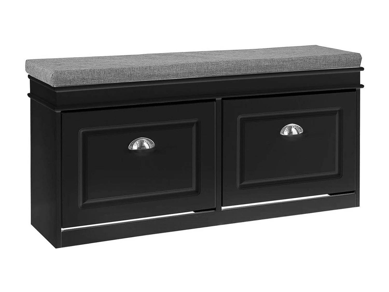 Banc de rangement à Chaussures Armoire à Chaussures 2 Abattants avec Coussin – Noir, FSR64-SCH