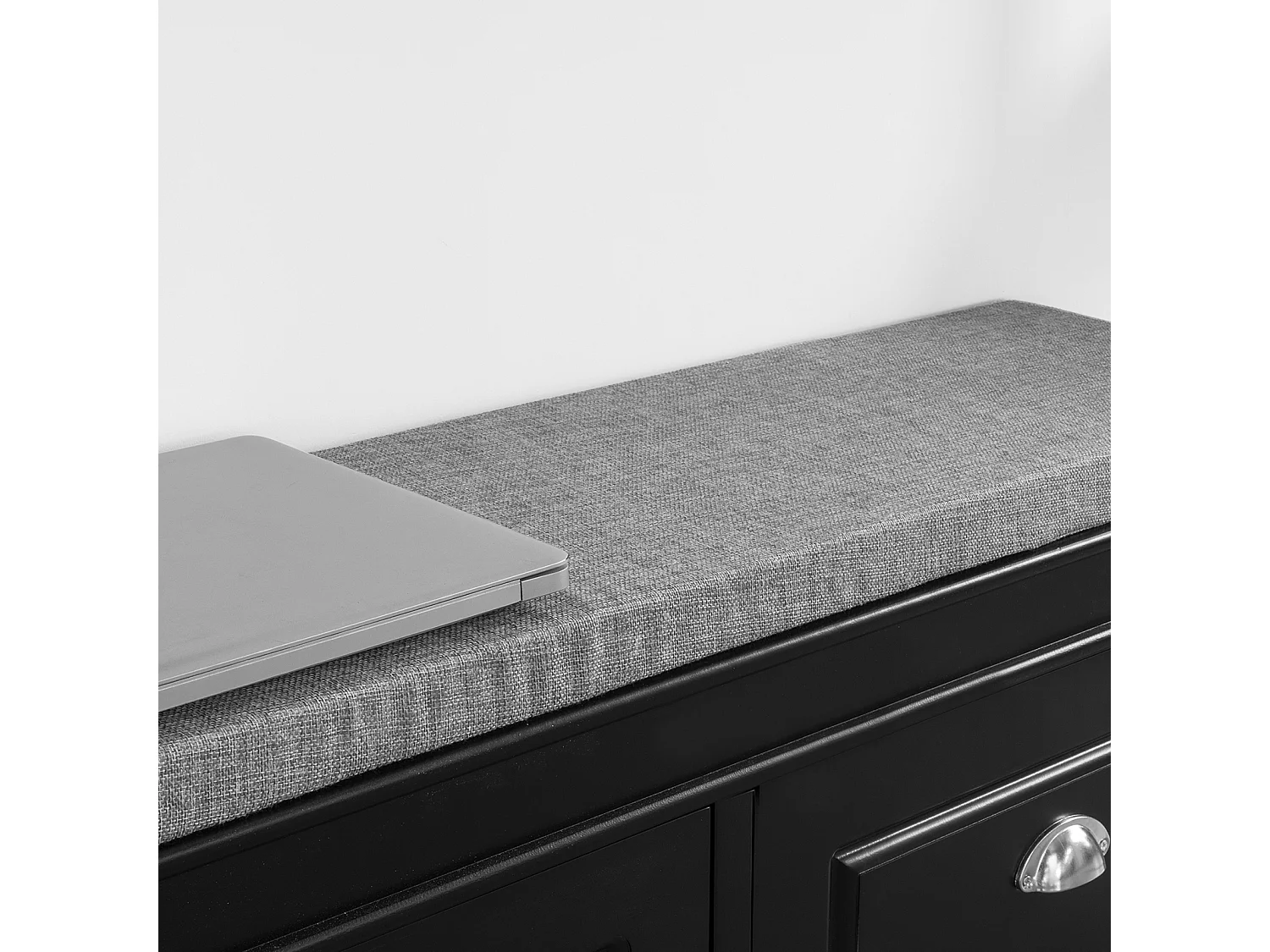 Banc de rangement à Chaussures Armoire à Chaussures 2 Abattants avec Coussin – Noir, FSR64-SCH