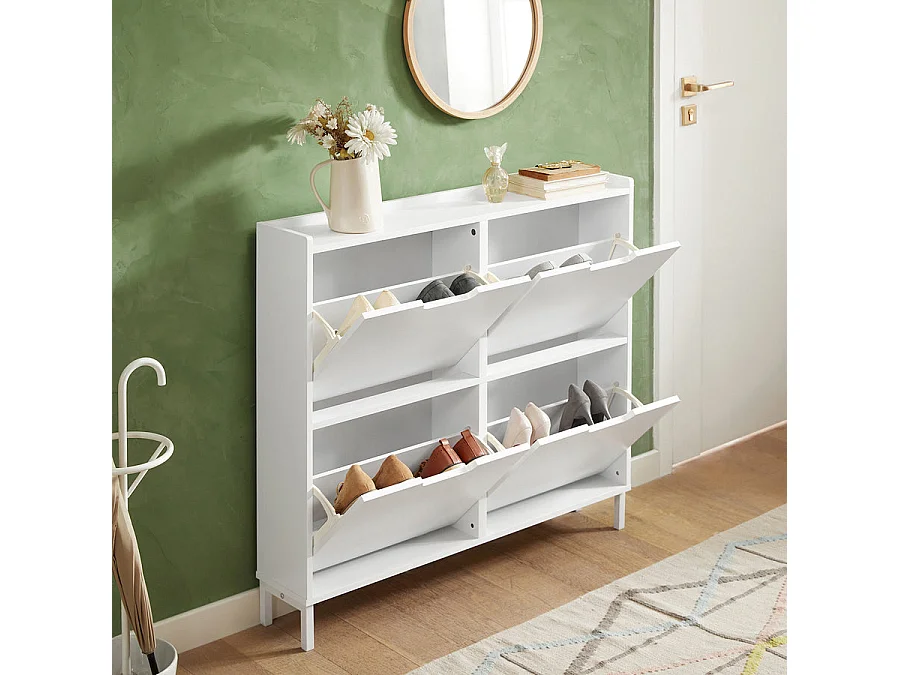 Meuble de Rangement à Chaussures Armoire à Chaussures Commode à Chaussures, FSR100-W