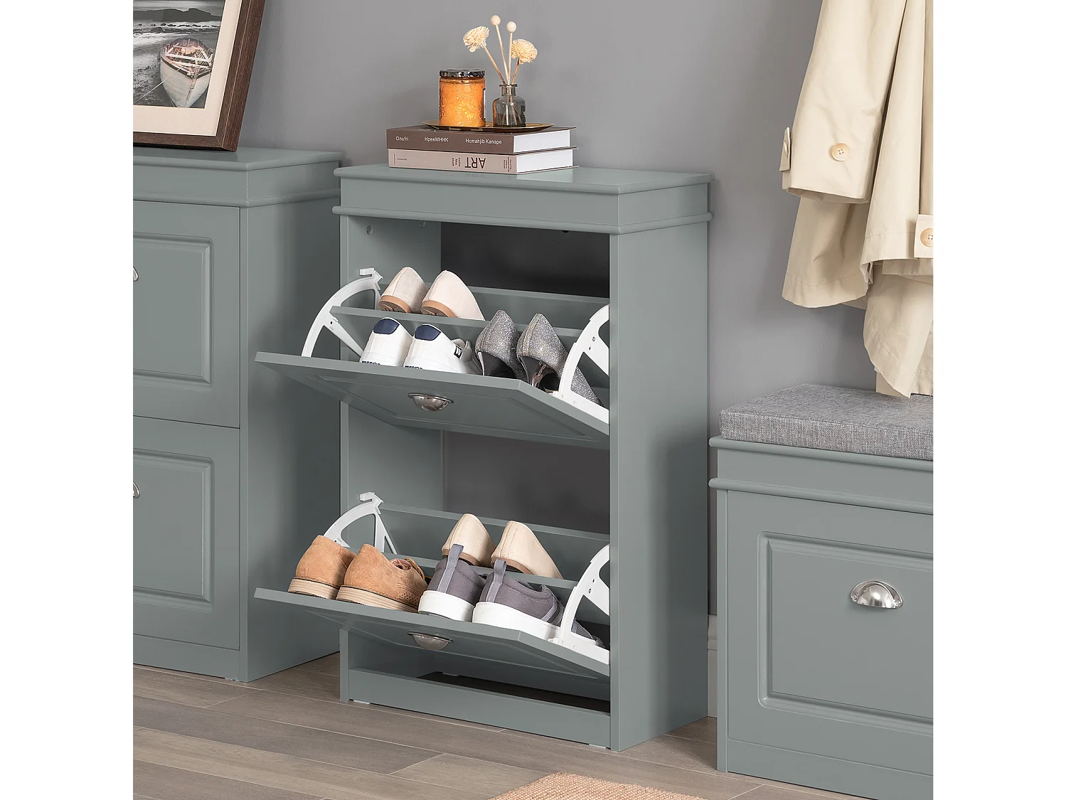 Meuble de Rangement à Chaussures Armoire à Chaussures Commode à Chaussures, FSR100-W