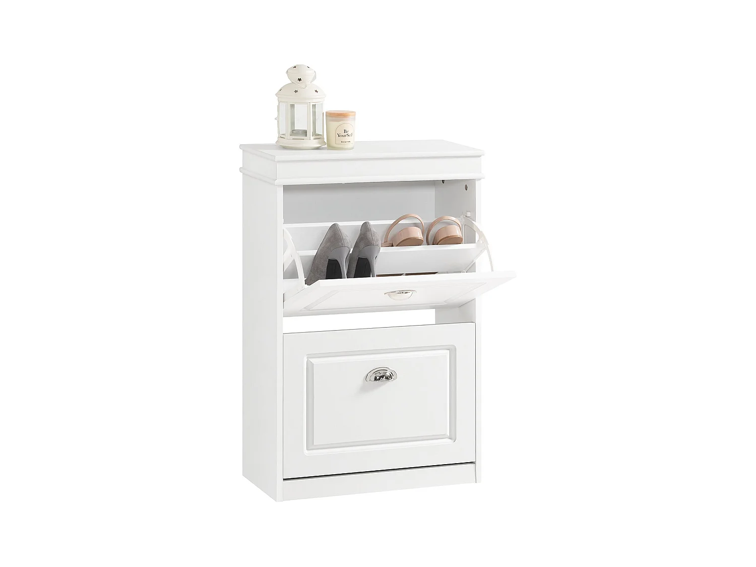 Meuble de Rangement à Chaussures Armoire à Chaussures Commode à Chaussures 2 abattants, FSR78-W