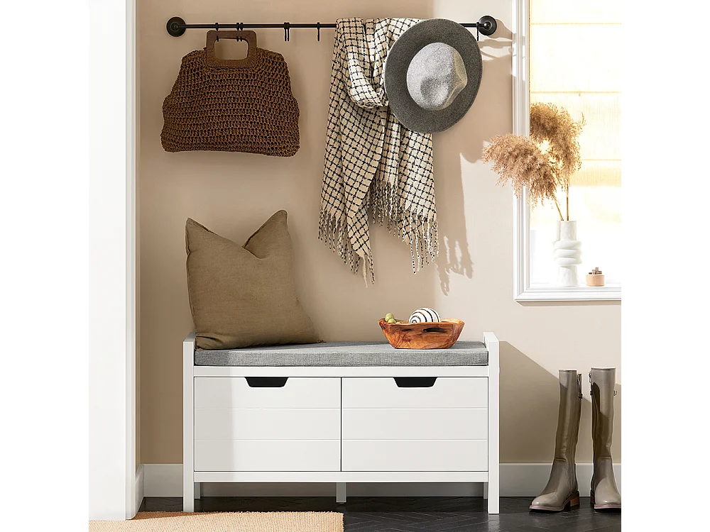 SoBuy Mobile scarpiera Panca Ingresso cassapanca Contenitore Moderna L91*P30*A50 cm Bianco FSR63-W