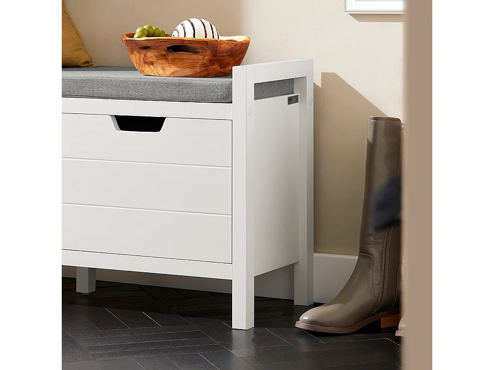 SoBuy Mobile scarpiera Panca Ingresso cassapanca Contenitore Moderna L91*P30*A50 cm Bianco FSR63-W