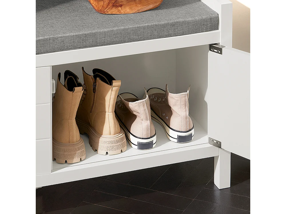 Zapatero Banco con 2 Puertas para Guardar y Ordenar Zapatero Blanco FSR63-II-W SoBuy ES