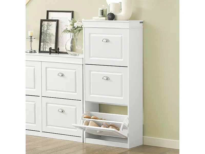 Meuble de Rangement à Chaussures Armoire à Chaussures Commode à Chaussures 3 abattants, FSR94-W