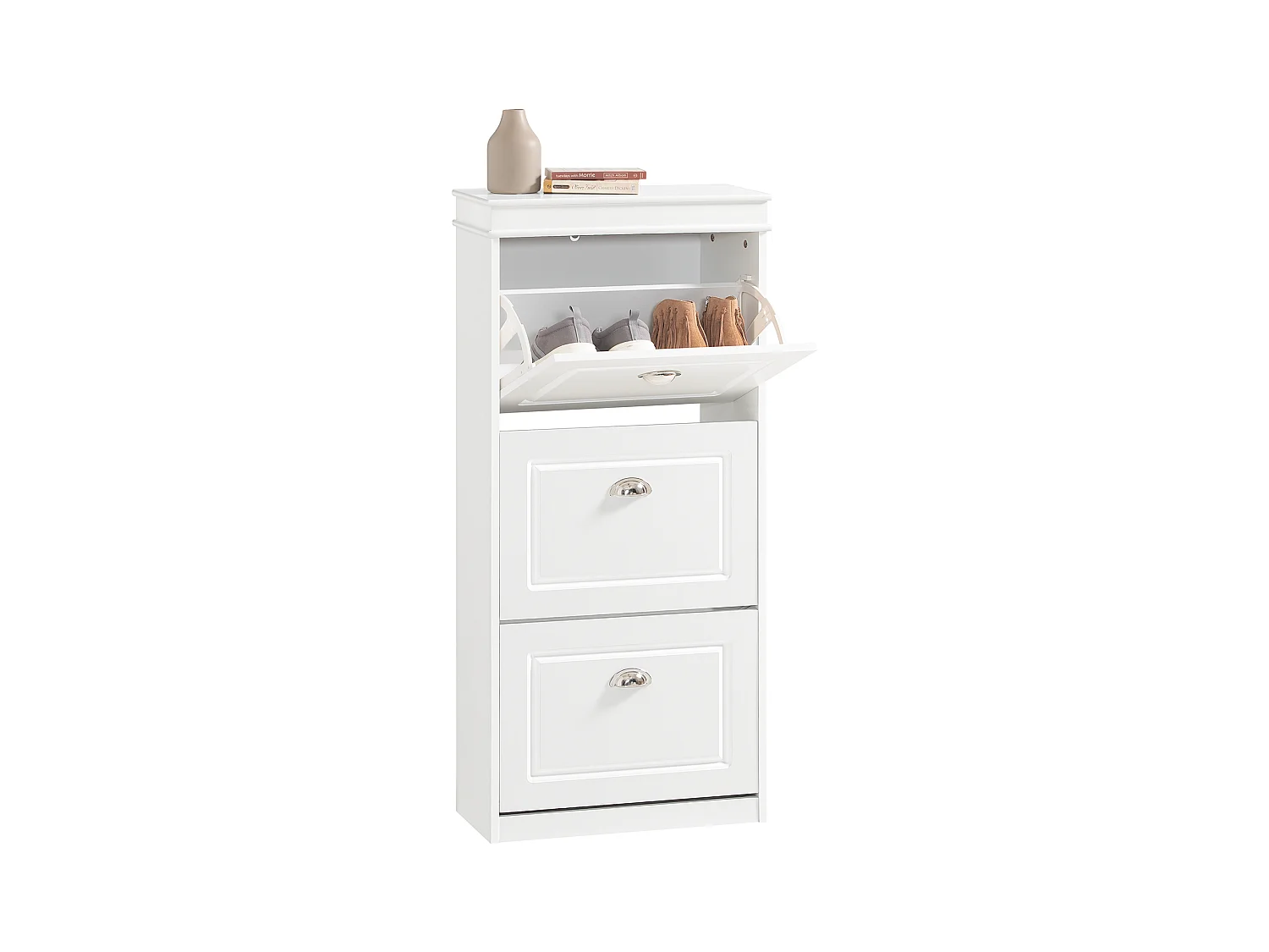 Meuble de Rangement à Chaussures Armoire à Chaussures Commode à Chaussures 3 abattants, FSR94-W
