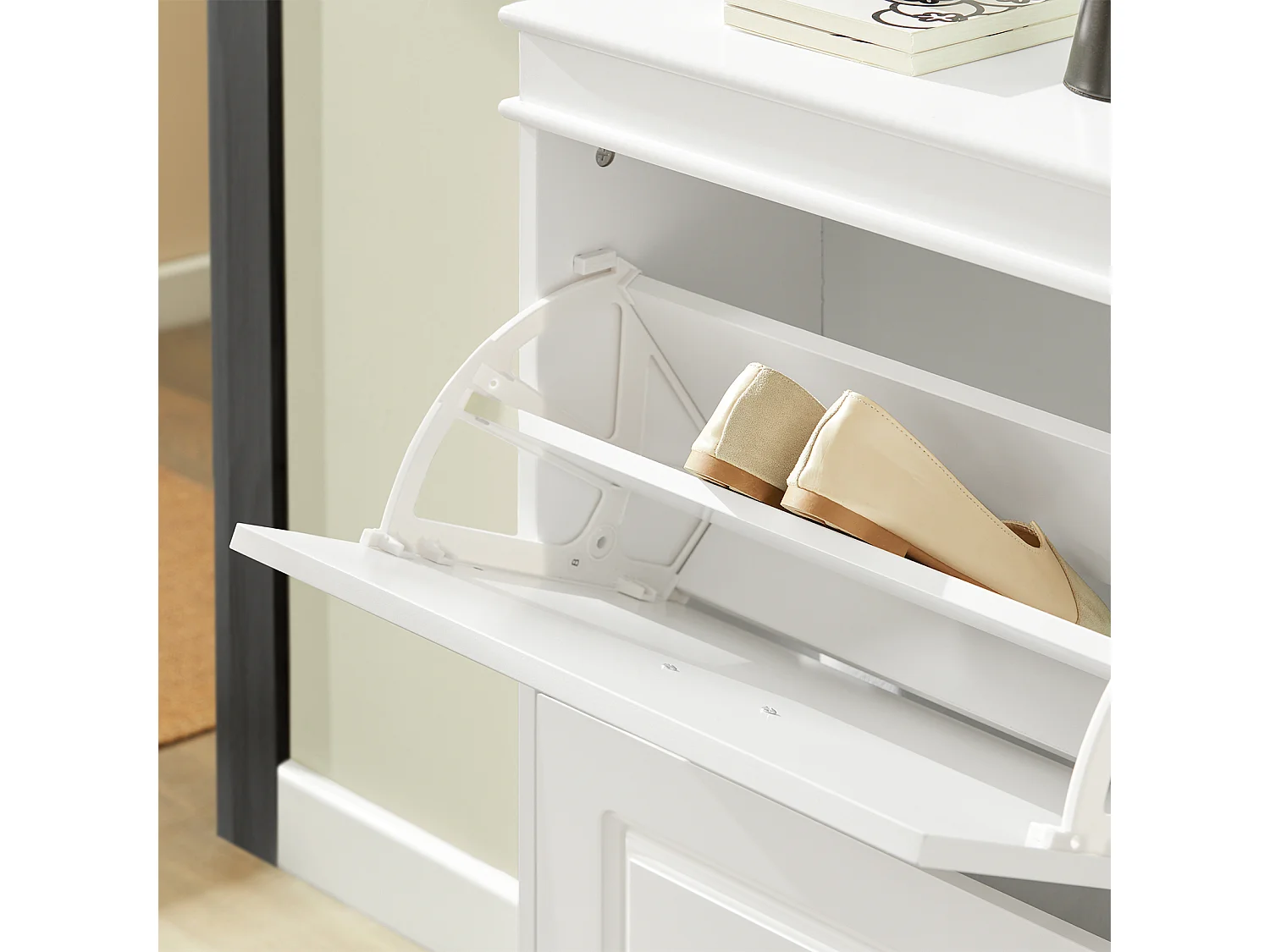 Meuble de Rangement à Chaussures Armoire à Chaussures Commode à Chaussures 3 abattants, FSR94-W