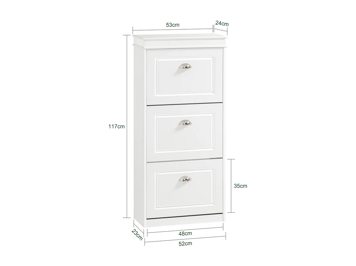 Meuble de Rangement à Chaussures Armoire à Chaussures Commode à Chaussures 3 abattants, FSR94-W