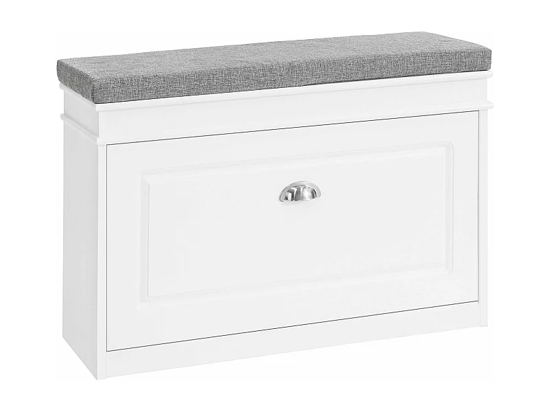 Banc À Chaussures Meuble À Chaussures Avec Assise Coussin Rembourré, 75x24x51 Cm, Fsr82-l-w