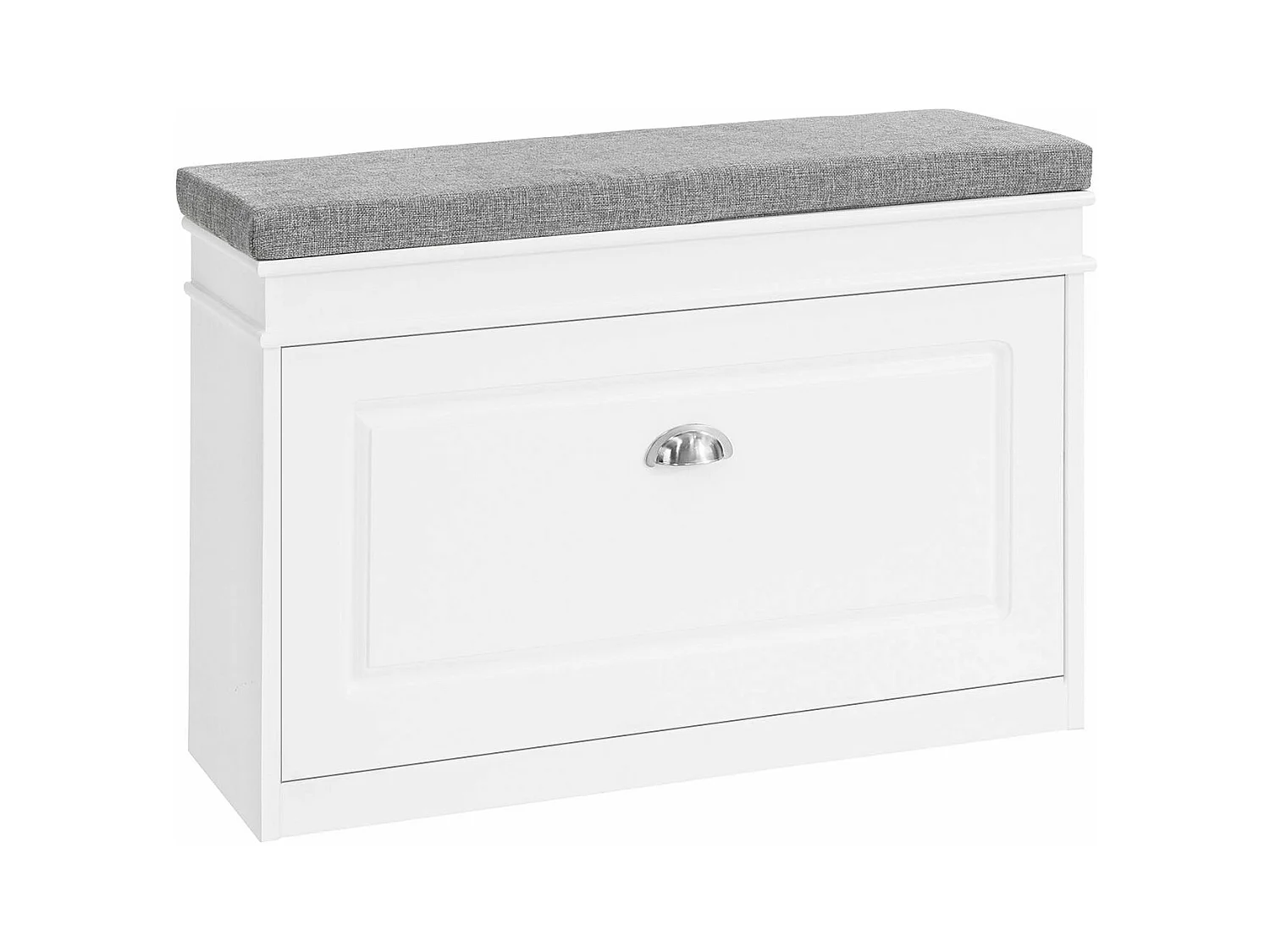 SoBuy FSR82-L-W Schoenbank Schoenenkast met gecapitonneerde zitting en bekleding Schoenbank