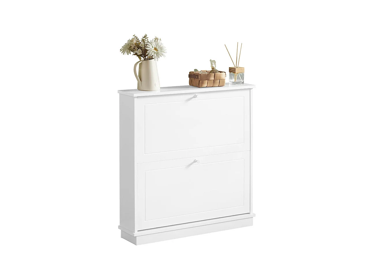 Meuble de Rangement à Chaussures Armoire à Chaussures Commode à Chaussures 2 abattants, FSR99-W