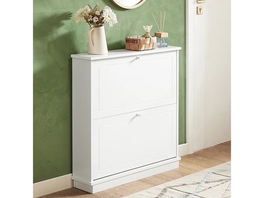 Meuble de Rangement à Chaussures Armoire à Chaussures Commode à Chaussures 2 abattants, FSR99-W