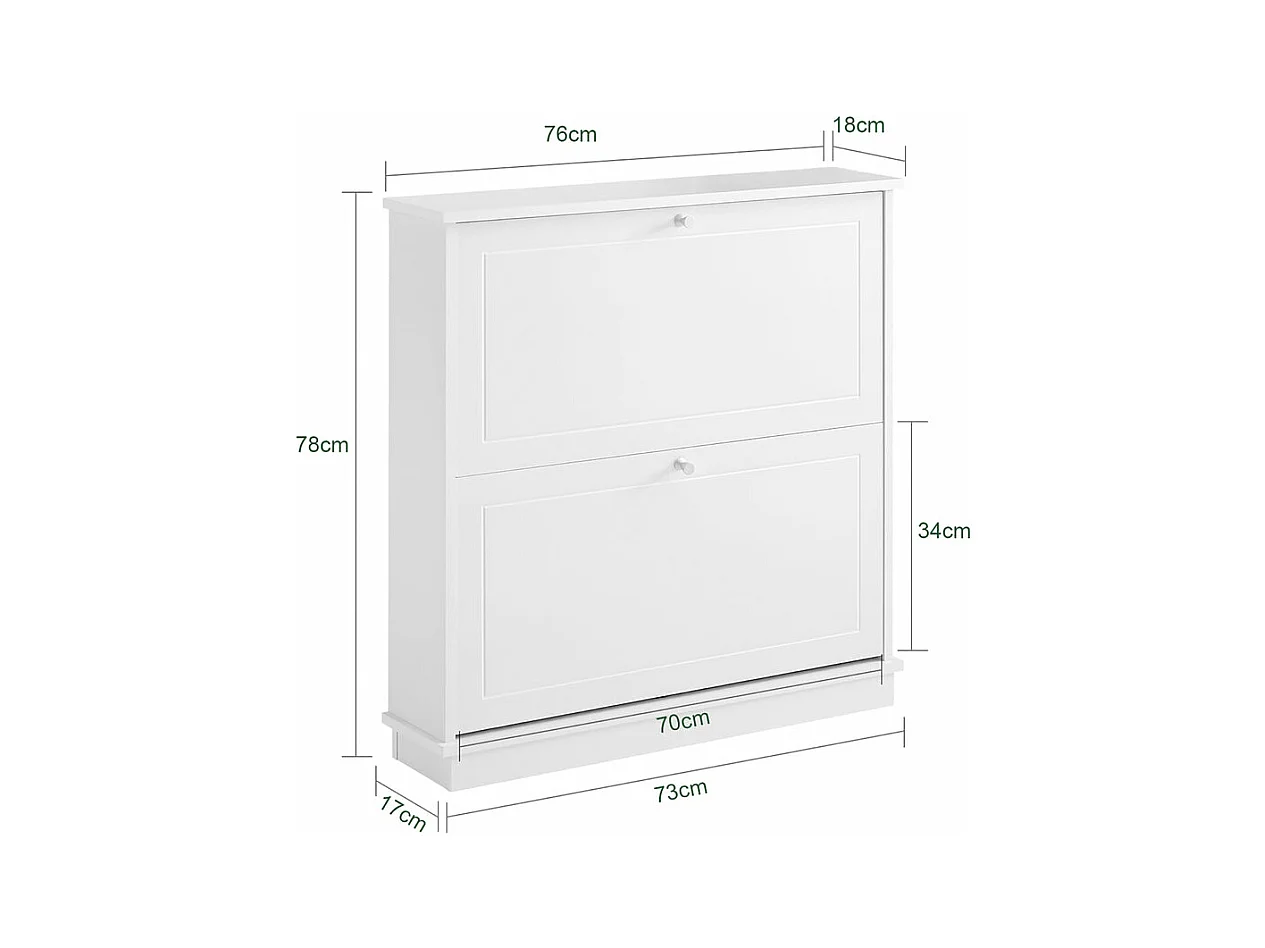 Meuble de Rangement à Chaussures Armoire à Chaussures Commode à Chaussures 2 abattants, FSR99-W