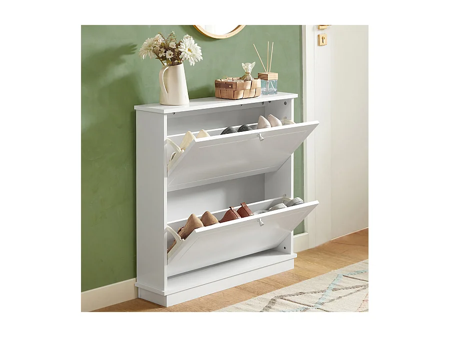 Meuble de Rangement à Chaussures Armoire à Chaussures Commode à Chaussures 2 abattants, FSR99-W