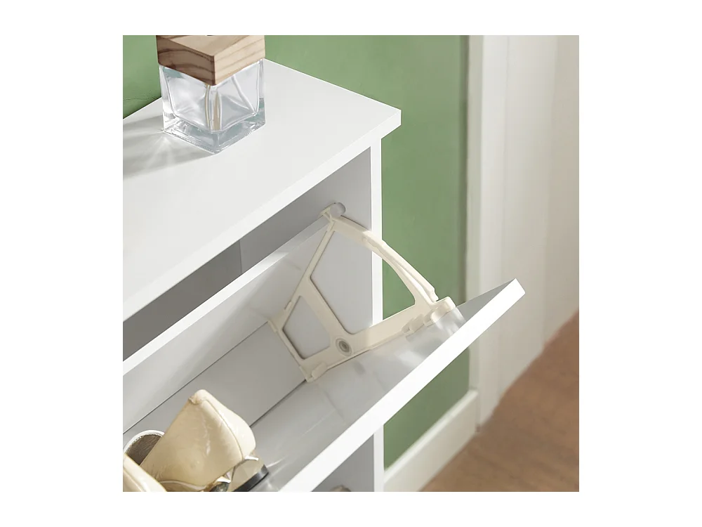 Meuble de Rangement à Chaussures Armoire à Chaussures Commode à Chaussures 2 abattants, FSR99-W