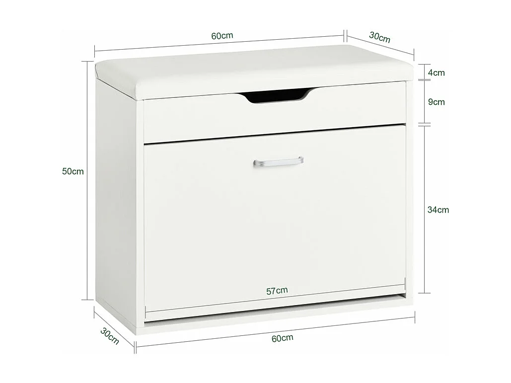 SoBuy FSR95-W Schoenenbank Schoenenkast Schoenenkast Gangkast 1 klep met zitje
