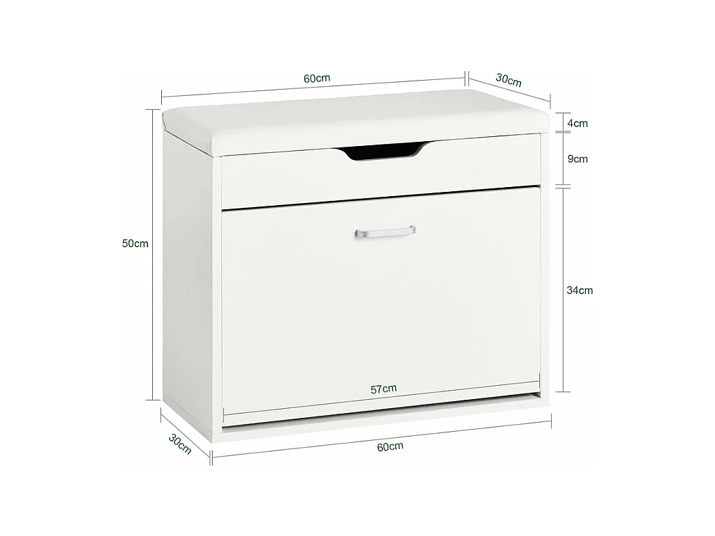 Ławka na buty z siedziskiem i pojemnik Biały FSR95-W