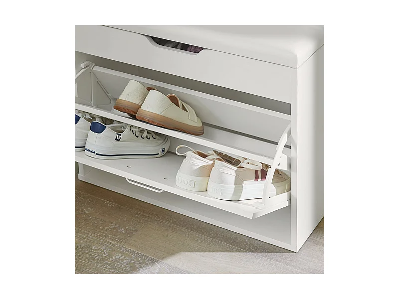 Ławka na buty z siedziskiem i pojemnik Biały FSR95-W