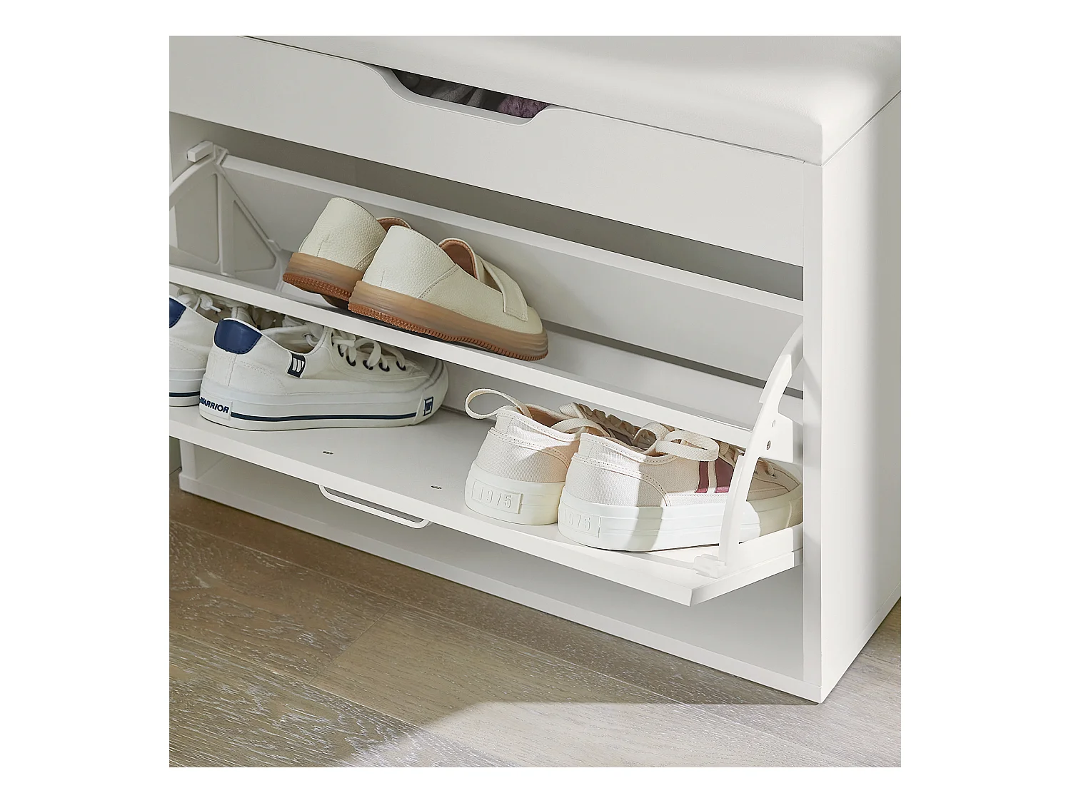 Ławka na buty z siedziskiem i pojemnik Biały FSR95-W