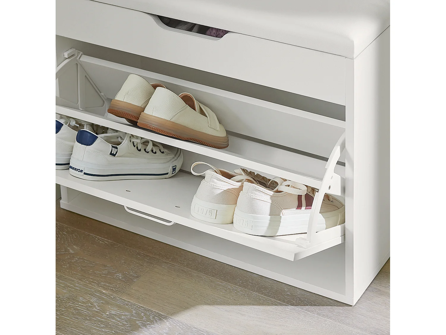 Banc à Chaussures Meuble Chaussures Commode à Chaussures Meuble d’entrée 1 abattant, FSR95-W