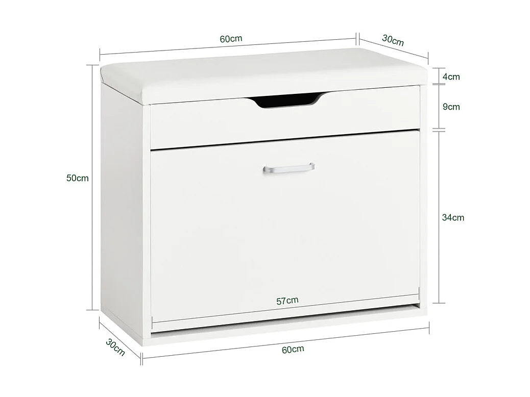 Ławka na buty z siedziskiem i pojemnik Biały FSR95-W