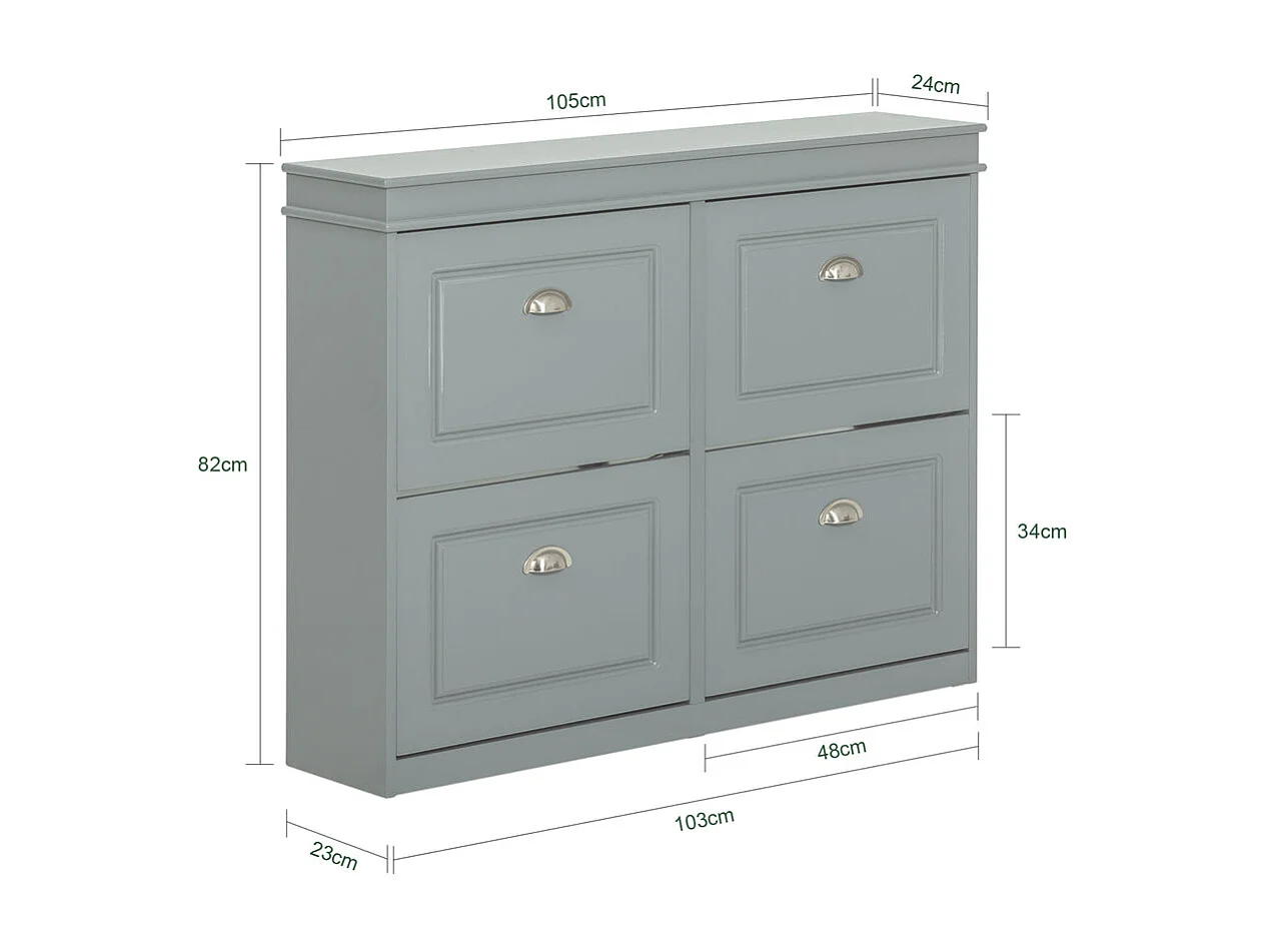 SoBuy FSR79-HG Schoenenkast met 4 Kleppen Schoenenrek Schoenenkipper met 8 Planken - Grijs it BHT ca.: 105x82x24cm