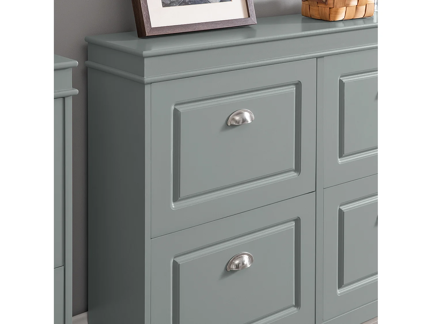 SoBuy FSR79-HG Schoenenkast met 4 Kleppen Schoenenrek Schoenenkipper met 8 Planken - Grijs it BHT ca.: 105x82x24cm