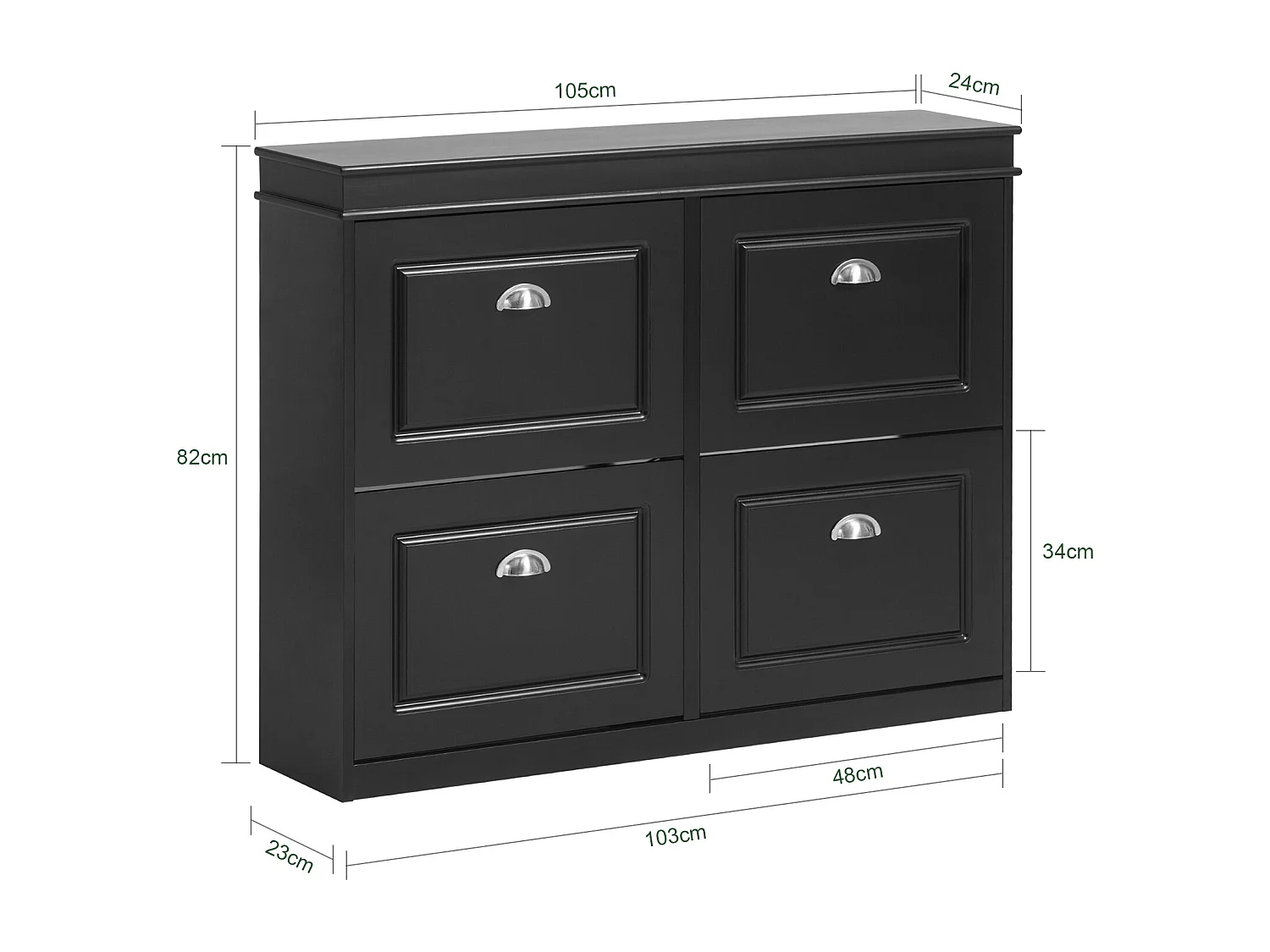 Schuhschrank FSR79-SCH 105 x 82 x 24 cm Schwarz